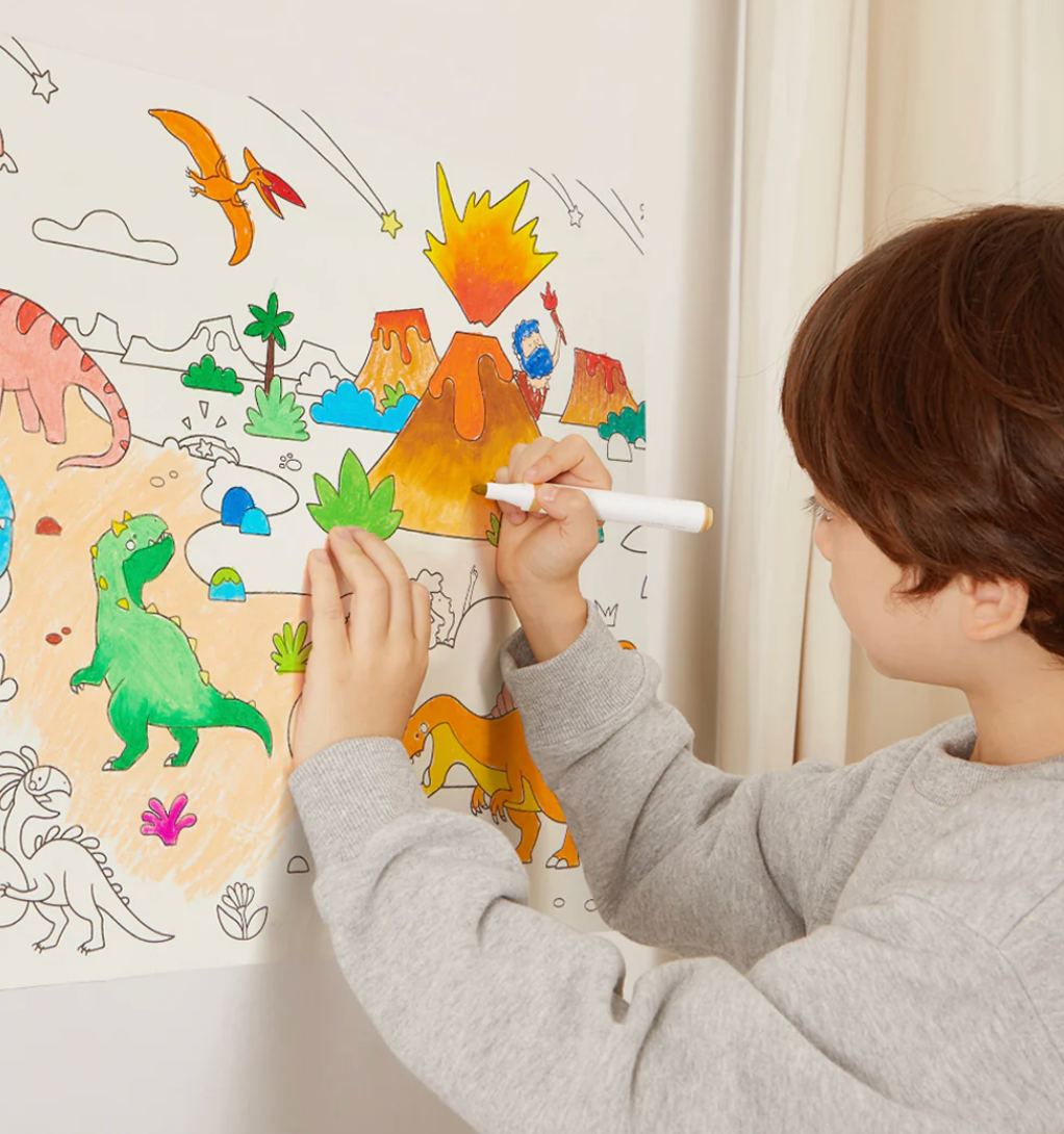 Lámina de colorear adhesiva en rollo Mideer – Dinosaurios (4 m)