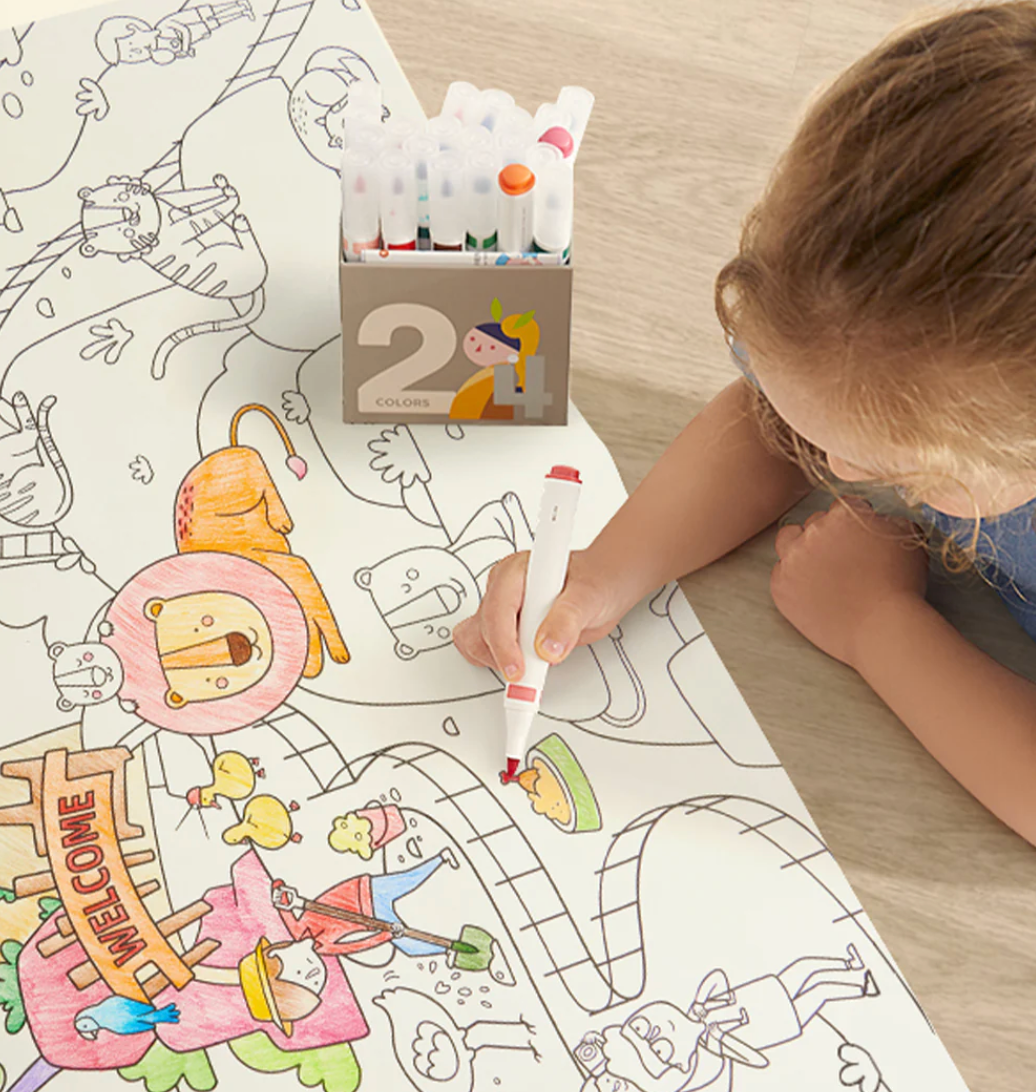 Lámina de colorear adhesiva en rollo Mideer – Zoo Mágico (4 m)