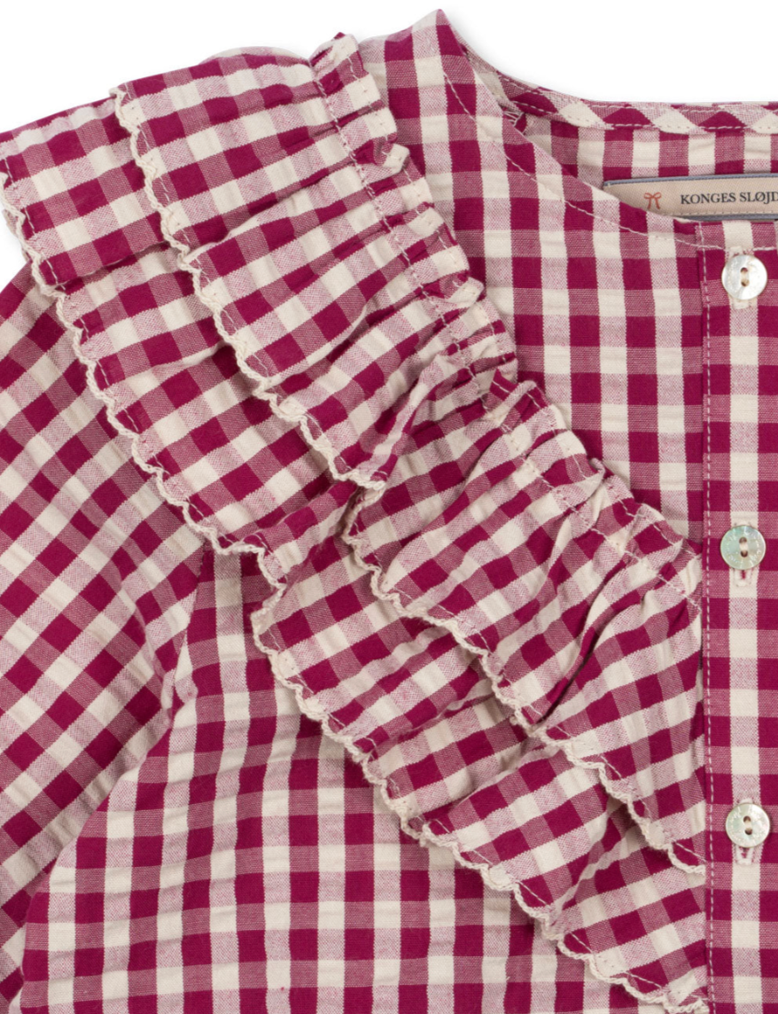 Vestido de Algodón Orgánico Kim Sangria/Butter Check – Konges Sløjd