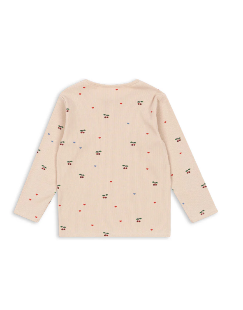 Camiseta de Manga Larga de Algodón Orgánico Ella Cherry Coeur Blush – Konges Sløjd