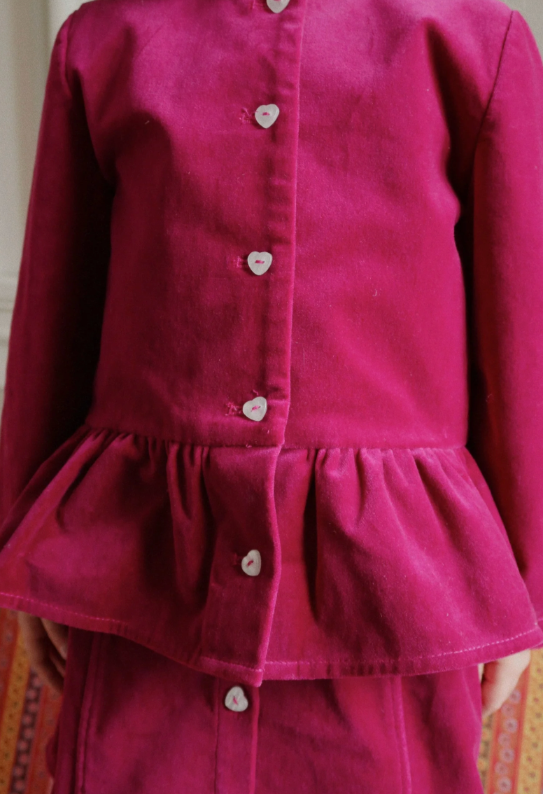 Chaqueta-Camisa de Terciopelo Barbara con Peplum Sangria – Konges Sløjd