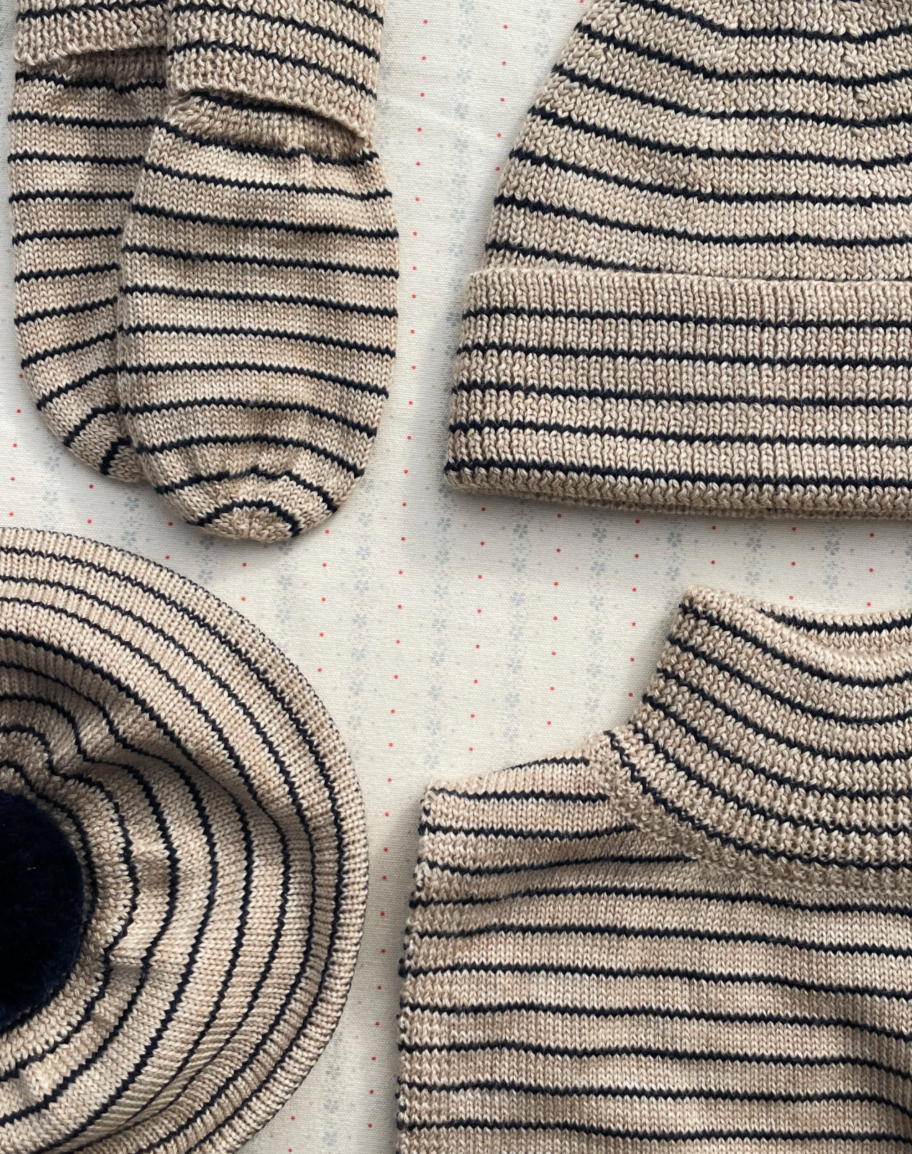 Gorro de Punto Louli en Lana Merina Stripe Blue – Konges Sløjd