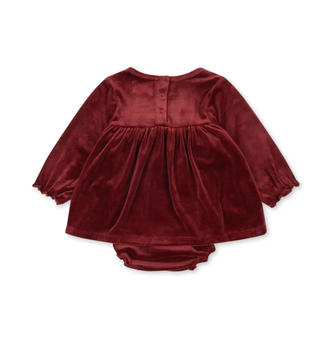 Vestido Romper de Terciopelo Jingle Red Dahlia – Konges Sløjd