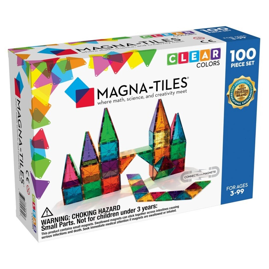 MAGNA-TILES® Juego de Construcción Magnética de Colores Claros (100 piezas) - Clear Colors Set