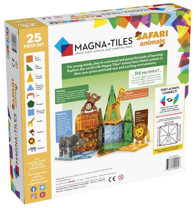 MAGNA-TILES® Juego de Construcción Magnética Animales del Safari (25 piezas) - Safari Animals Set