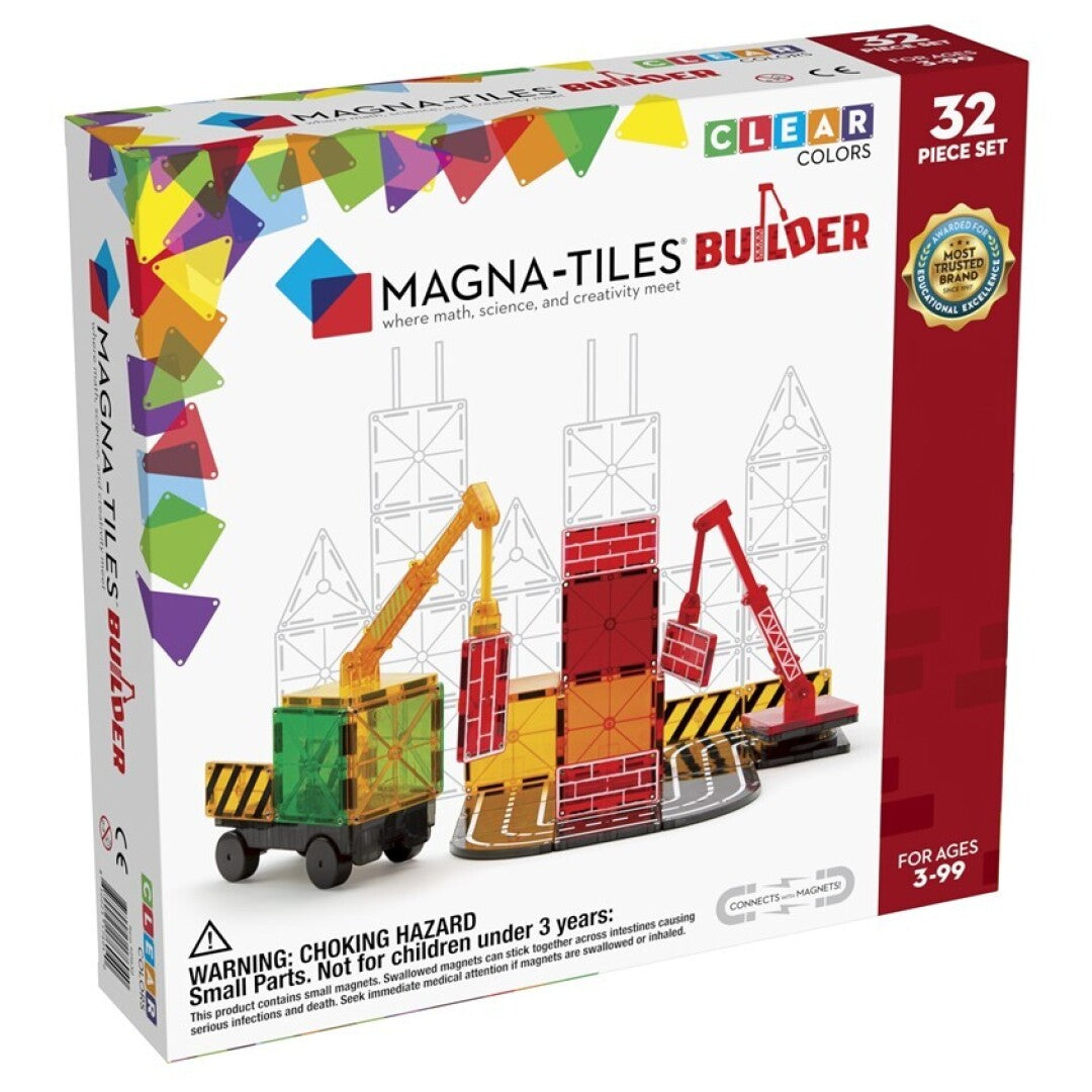 MAGNA-TILES® Juego de Construcción Magnética Obra y Grúas (32 piezas) - Construction Set