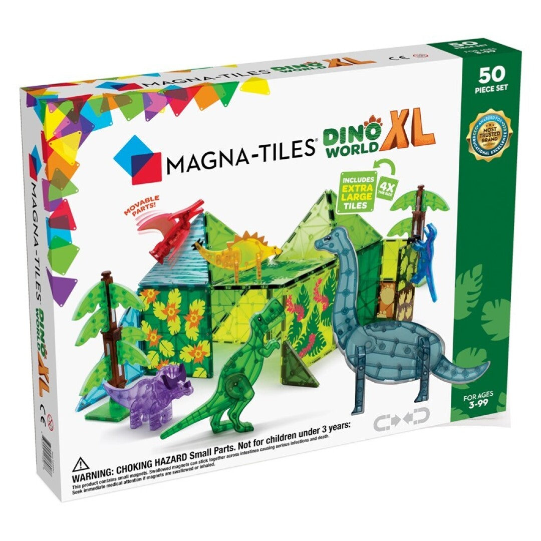 MAGNA-TILES® Juego de Construcción Magnética Mundo de Dinosaurios XL (50 piezas) - Dino World XL Set