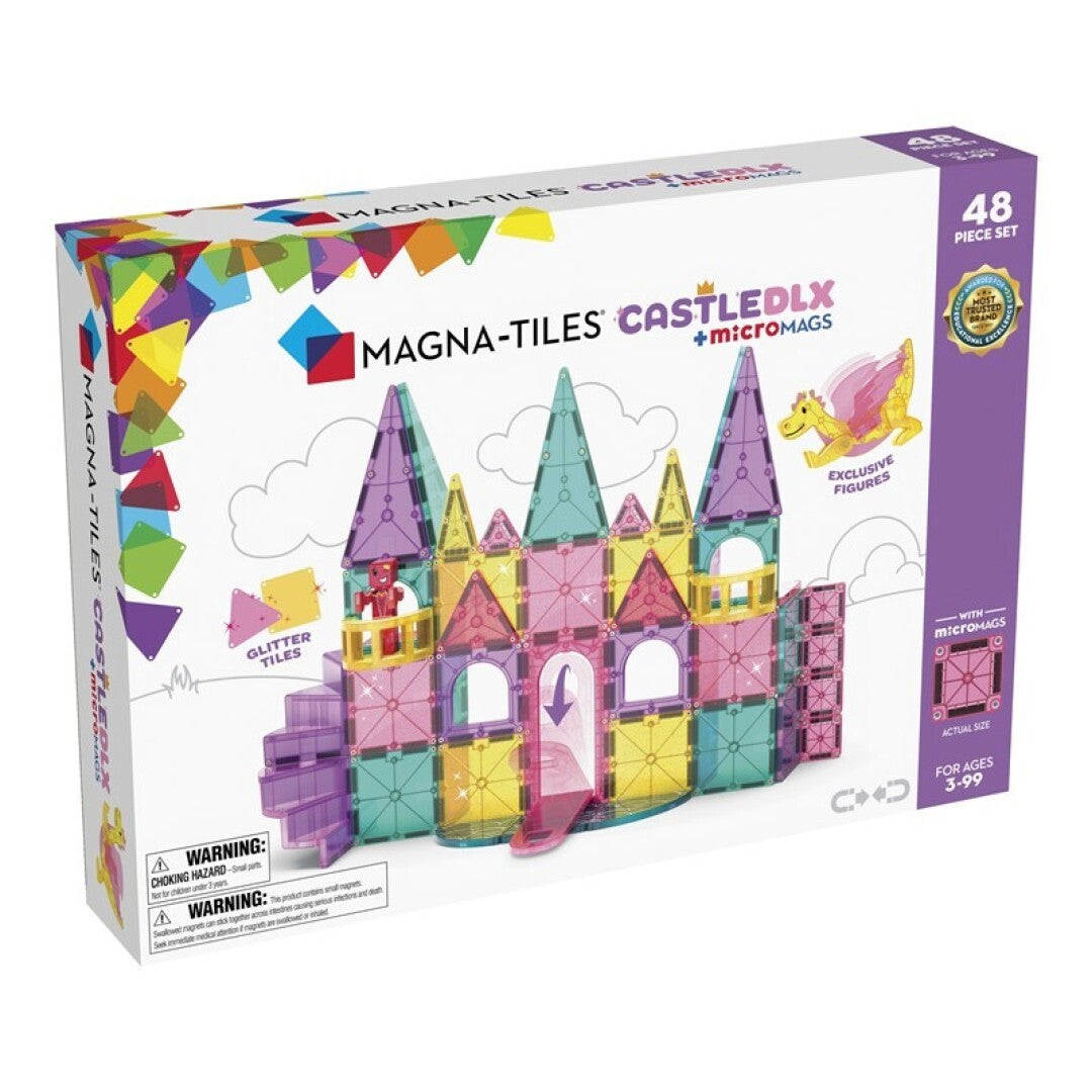 MAGNA-TILES® Juego de Construcción Magnética Castillo DLX (48 piezas) - Castle DLX + microMAGS