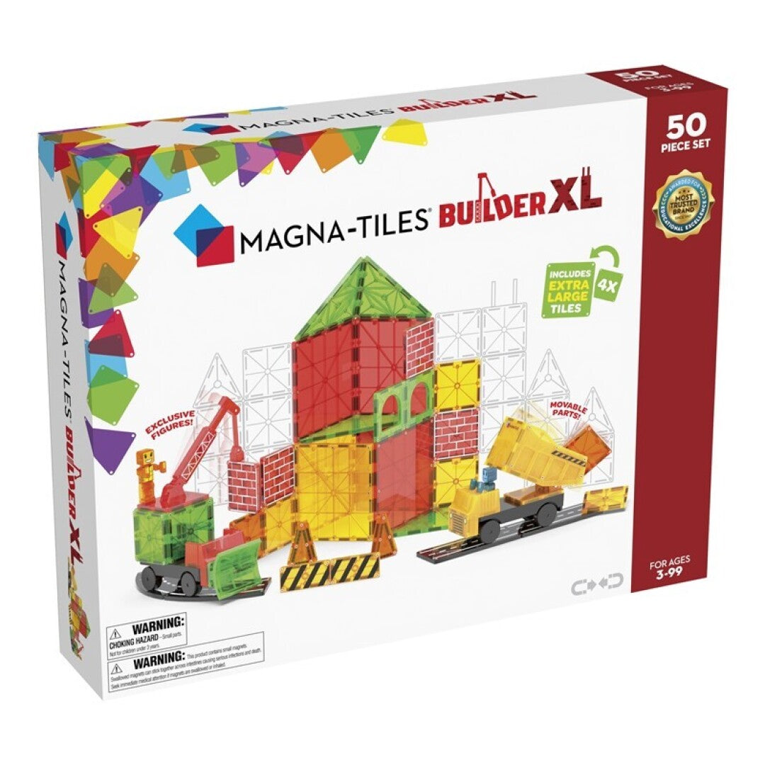 MAGNA-TILES® Juego de Construcción Magnética Obra XL (50 piezas) - Builder XL