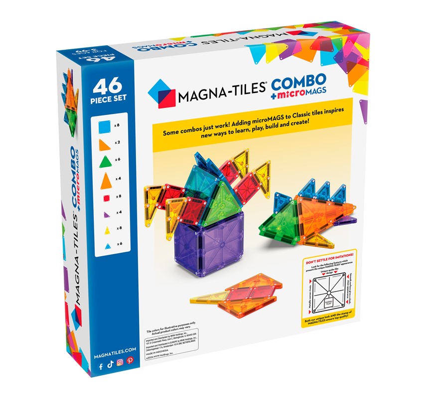 MAGNA-TILES® Juego de Construcción Magnética Combo + microMAGS (46 piezas) - Combo Set