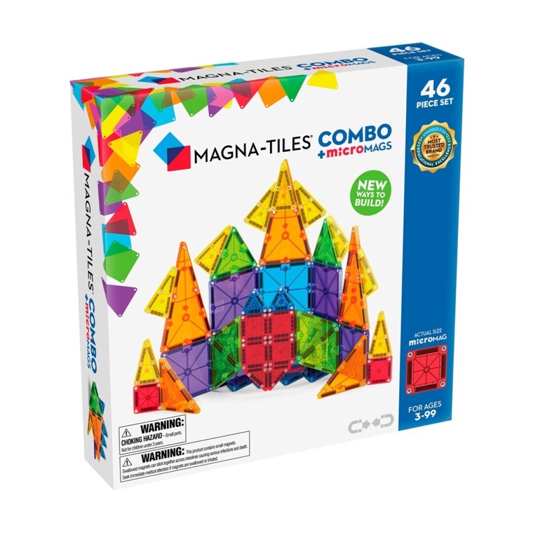 MAGNA-TILES® Juego de Construcción Magnética Combo + microMAGS (46 piezas) - Combo Set
