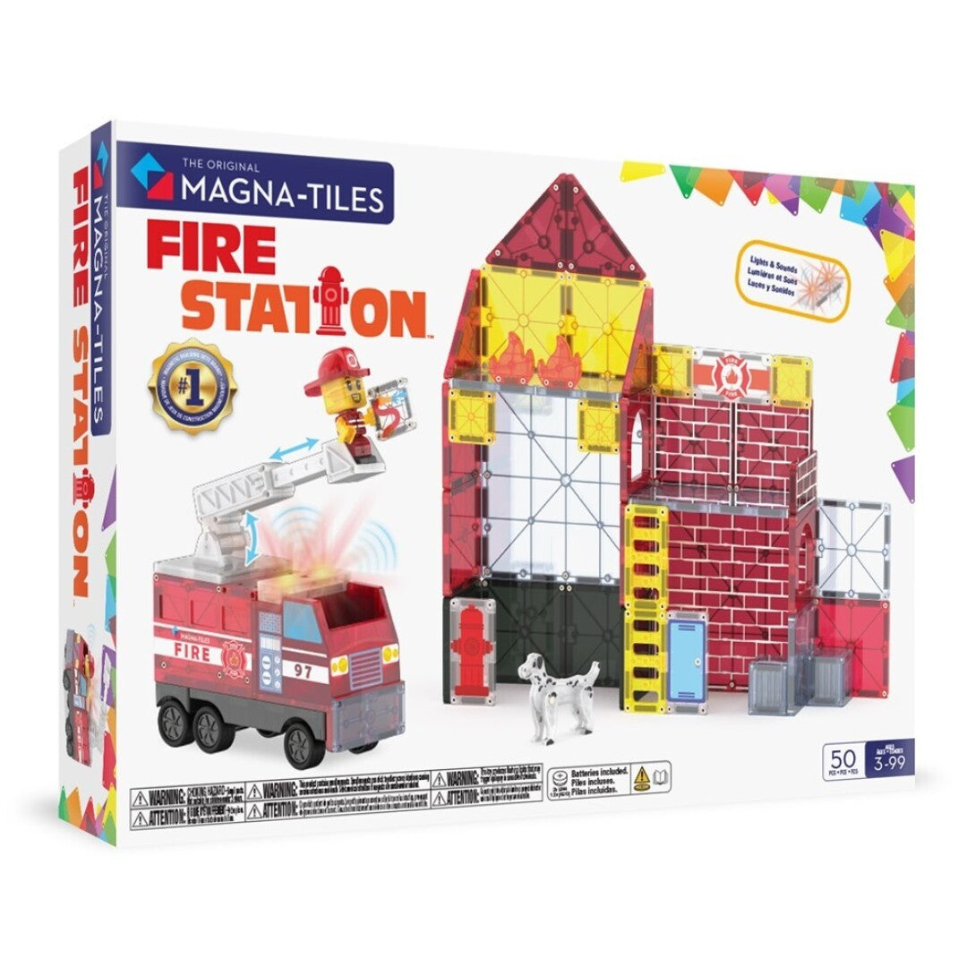 MAGNA-TILES® Juego de Construcción Magnética Estación de Bomberos (50 piezas) - Fire Station™ Set