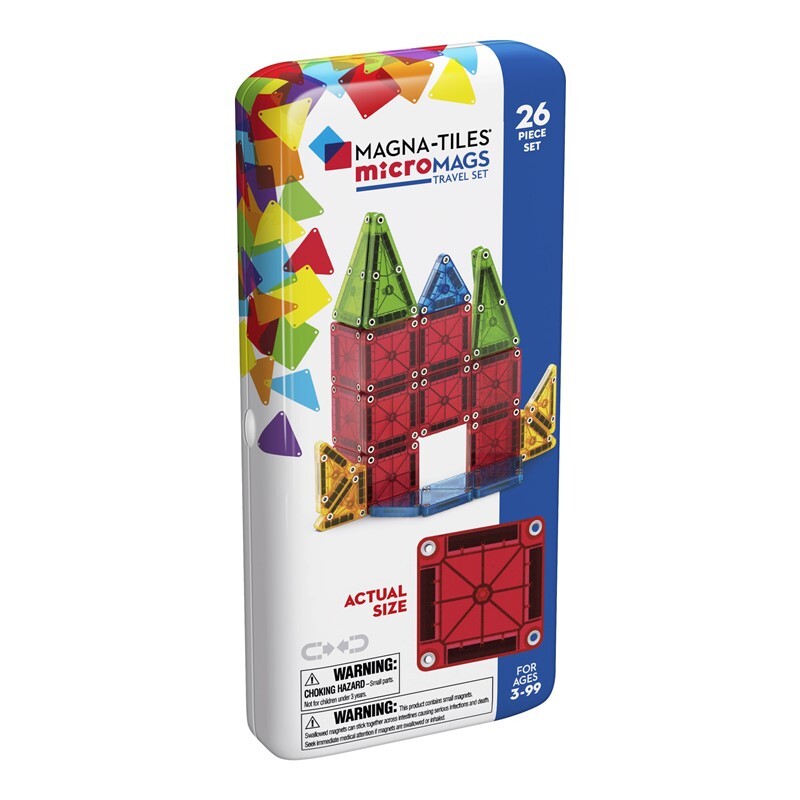 MAGNA-TILES® Set de Construcción Magnética de Viaje (26 piezas) - microMAGS Travel Set