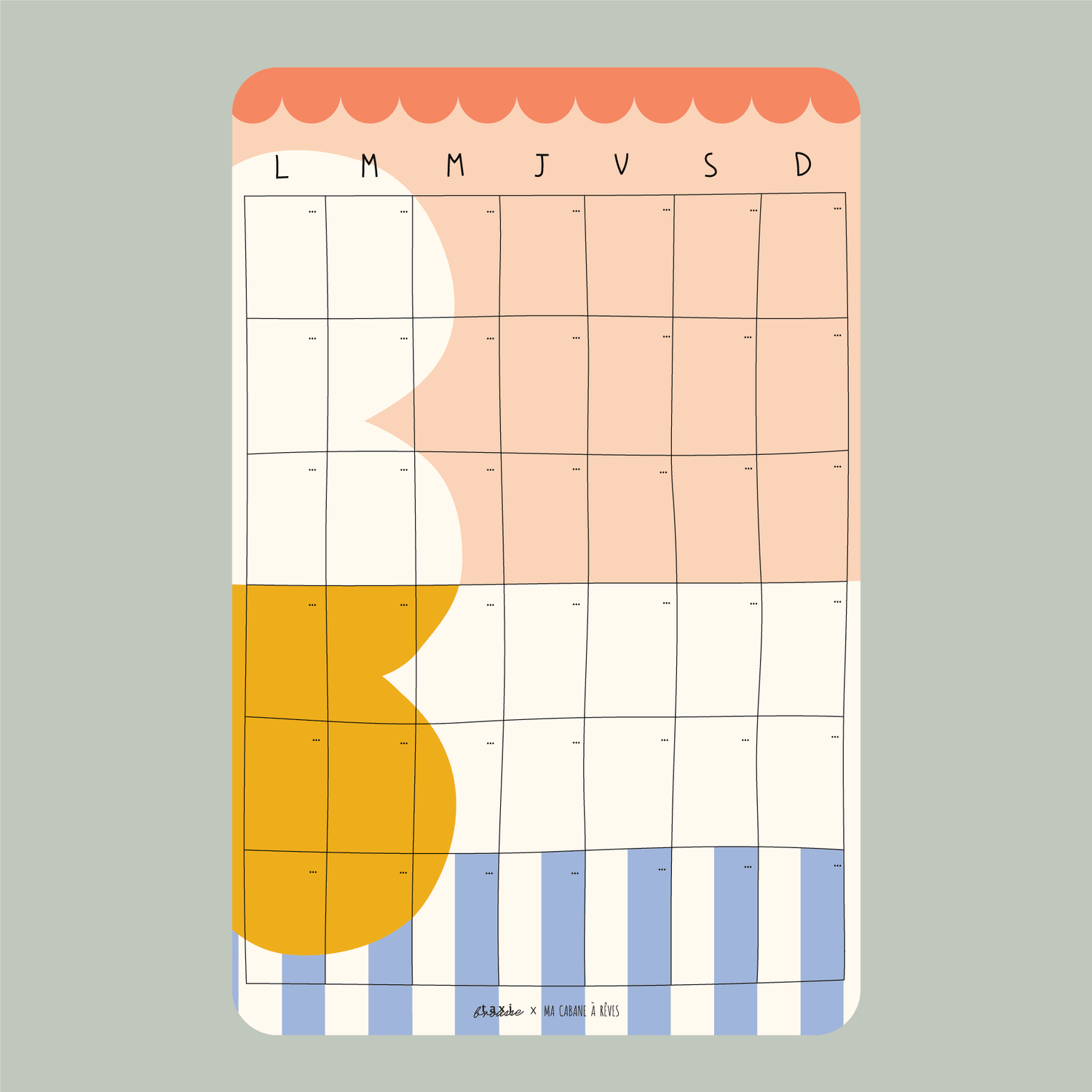 Calendario mensual magnético Taxi Brousse