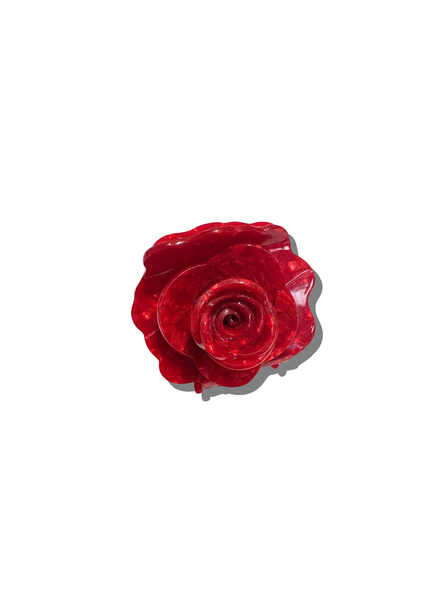 Handmade Origami Rose Flower Claw Hair Clip: Red