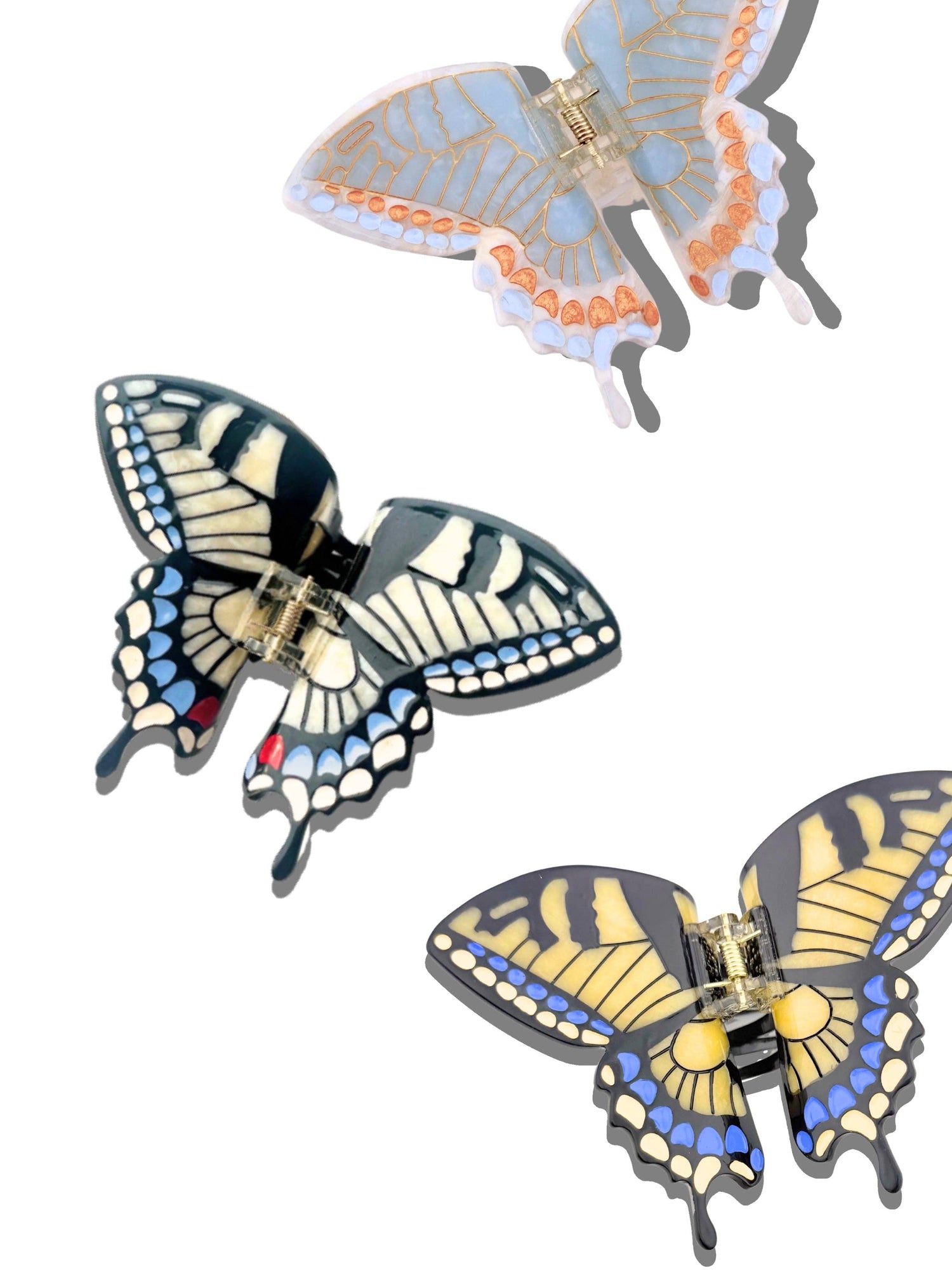 Hand-painted Swallowtail Butterfly Claw Hair Clip: Pink - Limited Edition