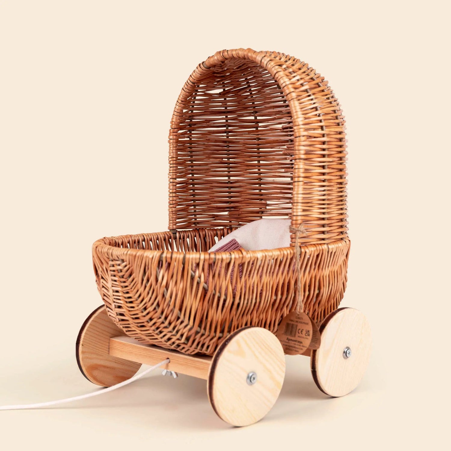 Egmont Toys Cochecito de Mimbre con Ruedas de Madera