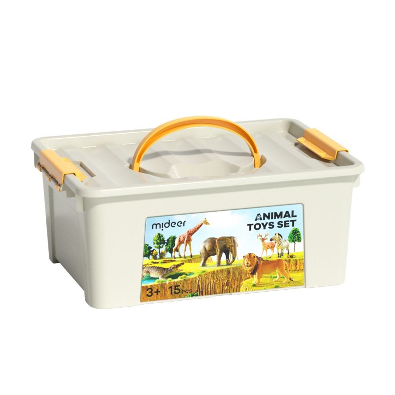 Set de 15 figuras de animales salvajes con caja portátil Mideer