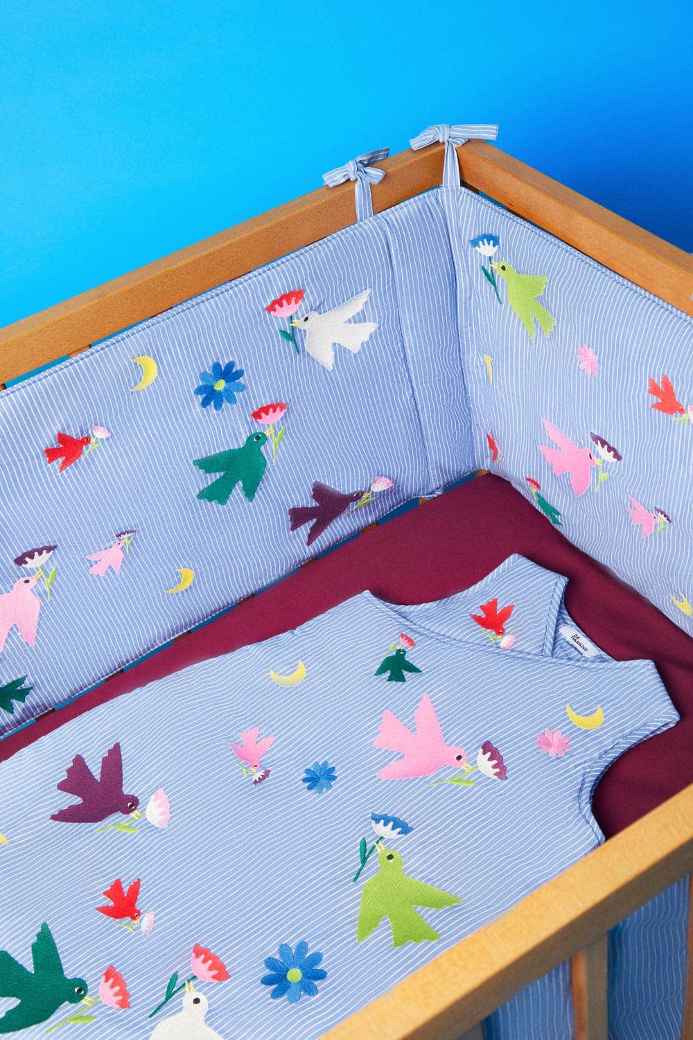 SACO DE DORMIR 0-6 MESES - ALGODÓN BORDADO MULTICOLOR PÁJAROS