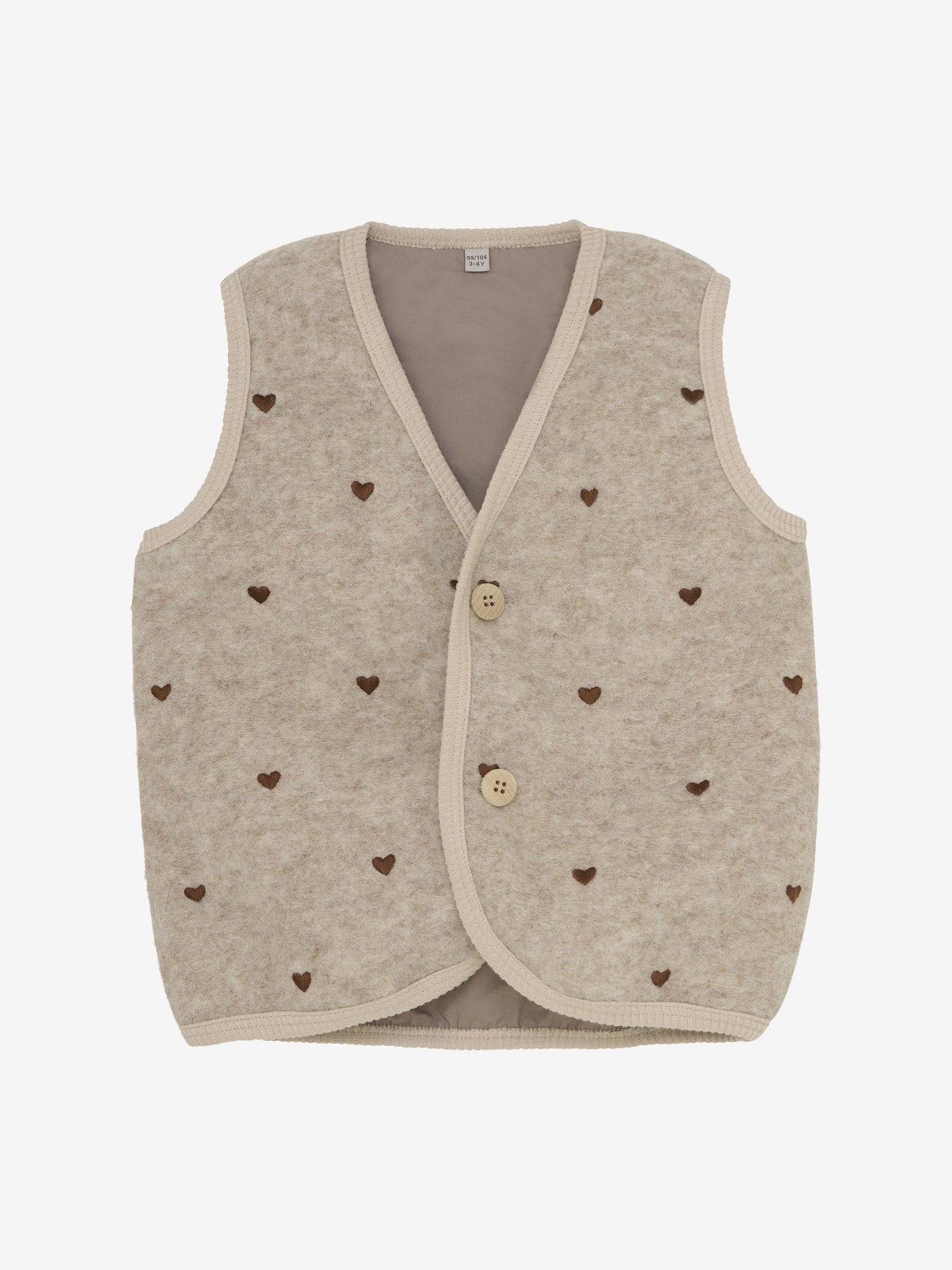 Chaleco de lana merino bordado con forro Sand Melange - Huttelihut