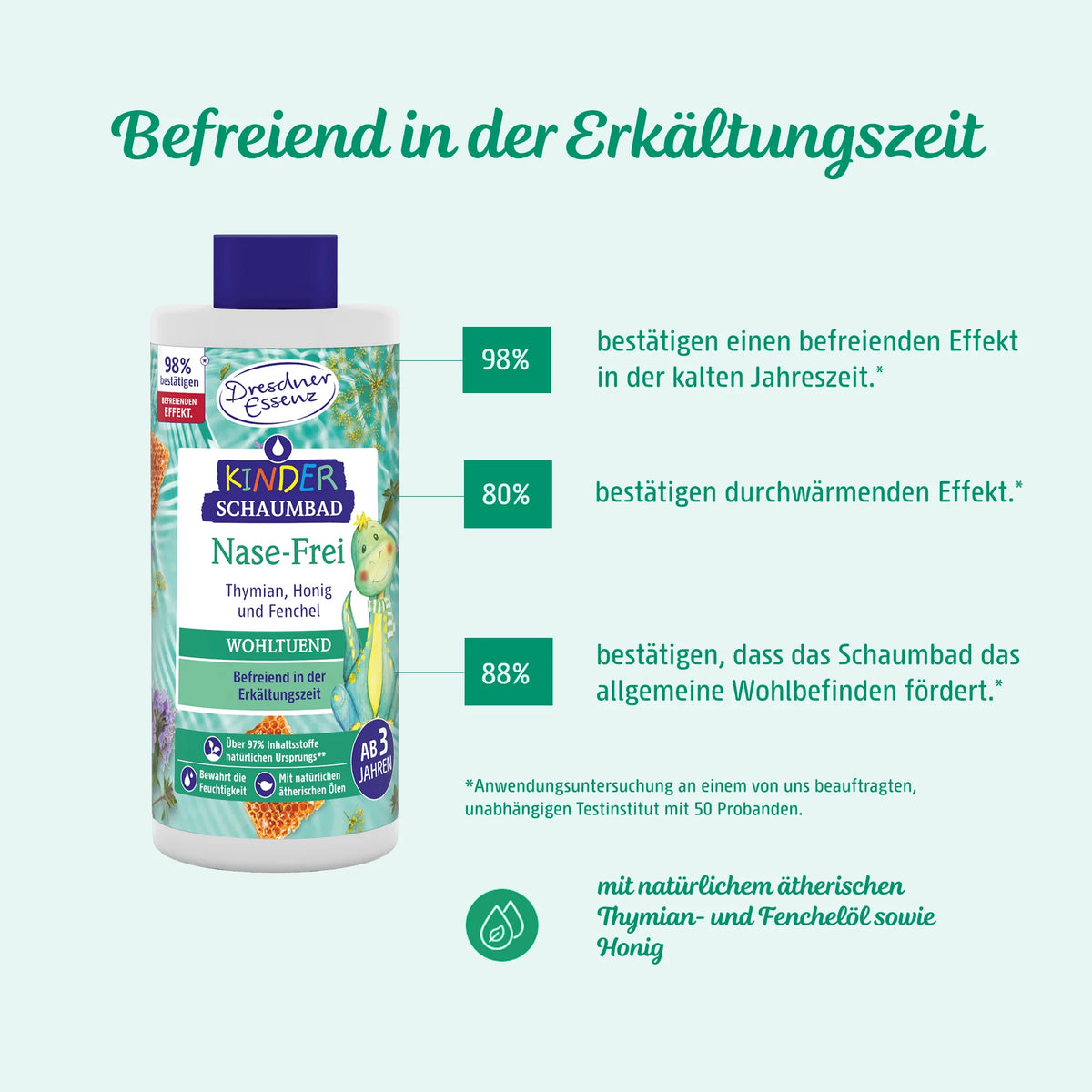 Baño de espuma infantil Nase-Frei Tomillo, Miel e Hinojo 300 ml - Dresdner Essenz
