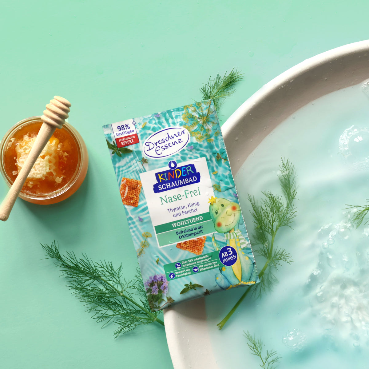 Baño de espuma infantil Nase-Frei Tomillo, Miel e Hinojo 40 ml - Dresdner Essenz