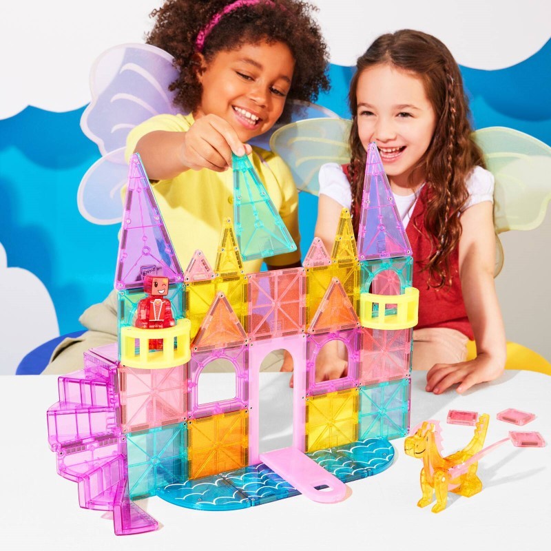 MAGNA-TILES® Juego de Construcción Magnética Castillo DLX (48 piezas) - Castle DLX + microMAGS