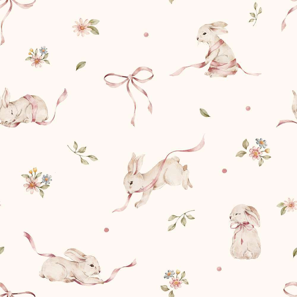 Conejitos Rosas sobre Blanco (Pink Rabbits on White) – Dekornik