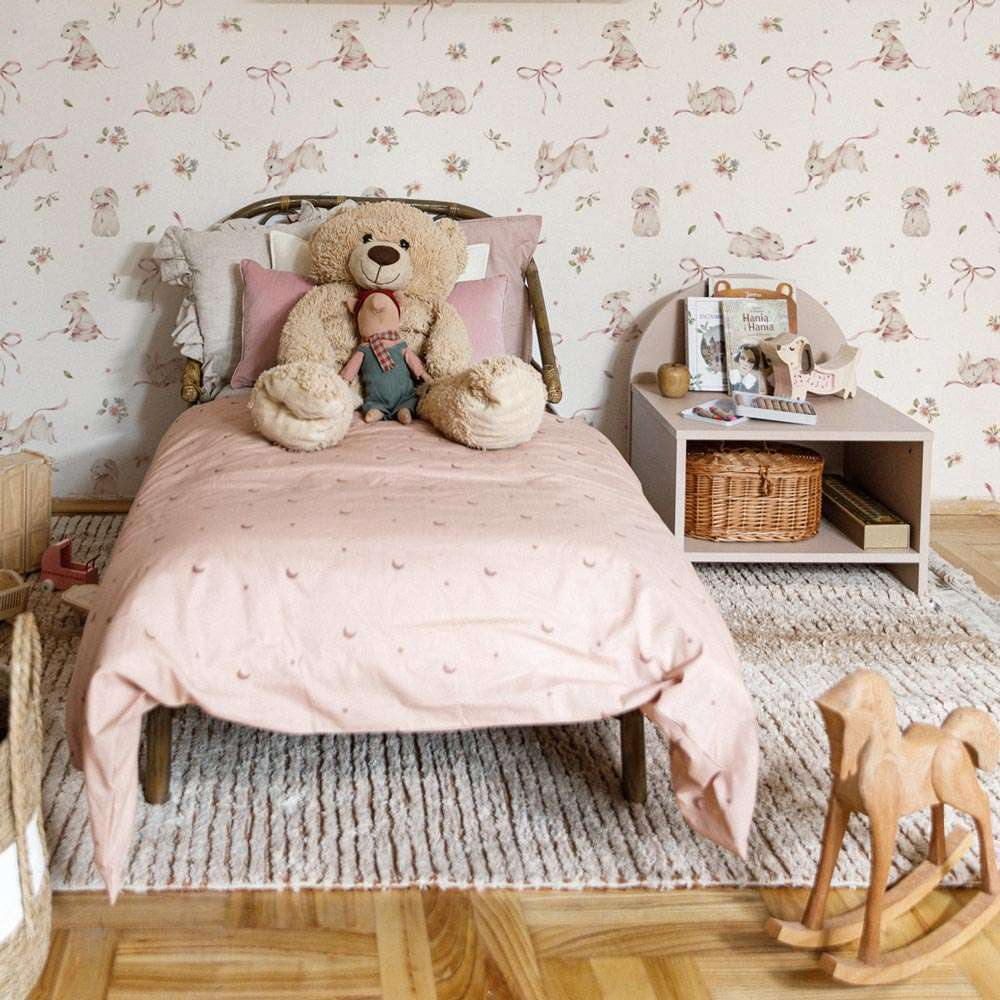 Conejitos Rosas sobre Blanco (Pink Rabbits on White) – Dekornik