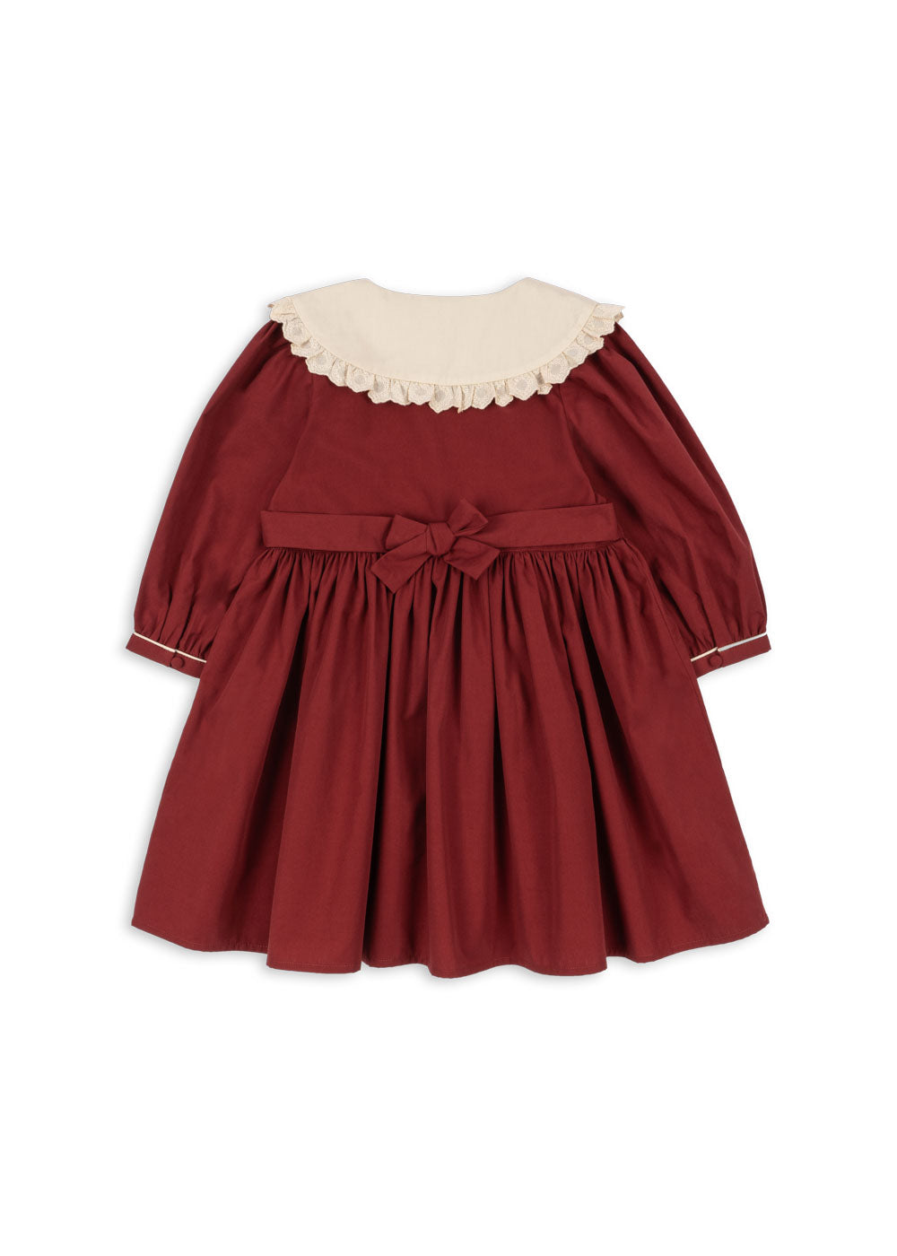 Vestido de Algodón Orgánico COEUR con Cuello de Encaje Red Dahlia -  Konges Sløjd
