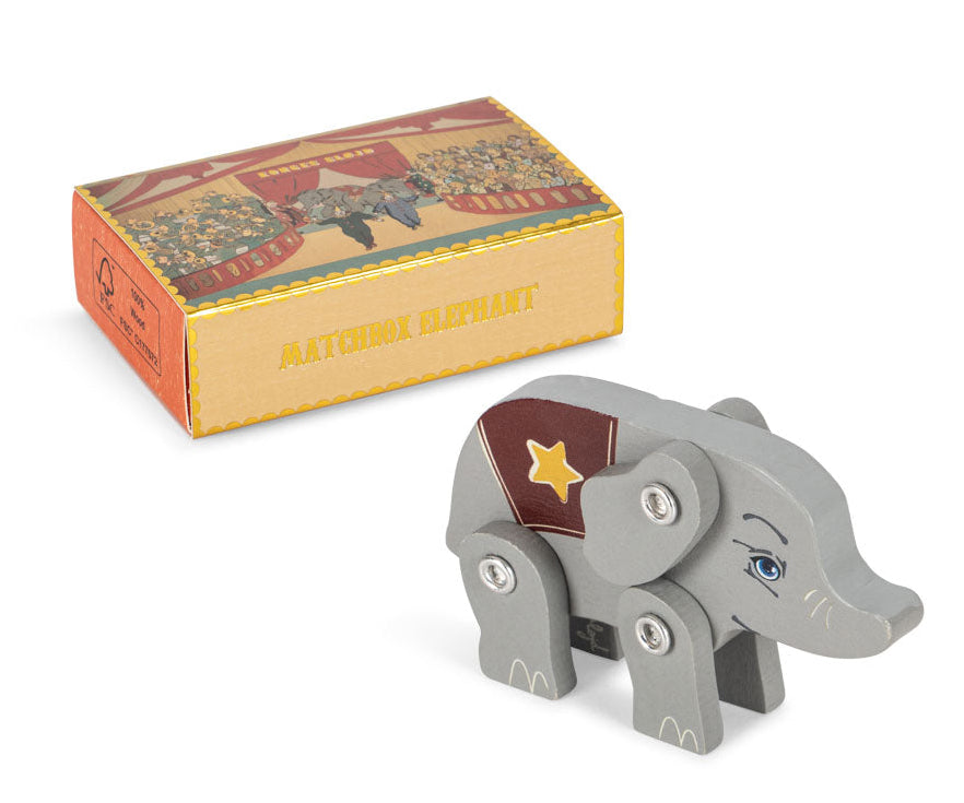 Animal de madera en caja de cerillas Elephant – Konges Sløjd