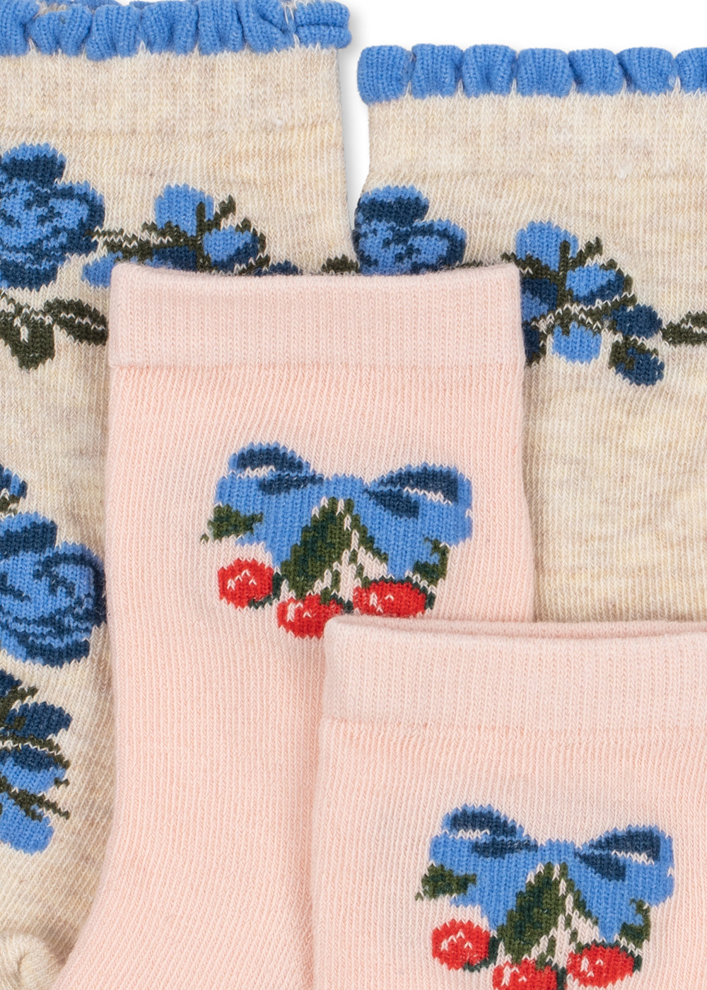 Pack de 2 calcetines Flower and Cherry Jacquard Amarena/Tramonto – KONGES SLOJD