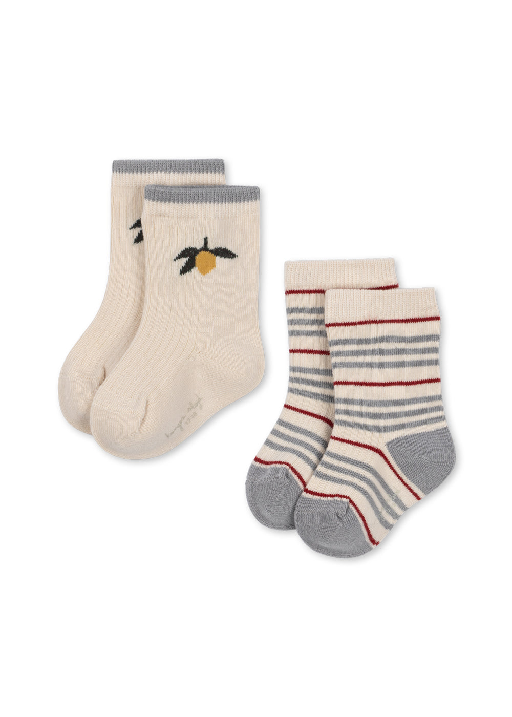 Set de 2 Pares de Calcetines de Canalé a Rayas Blue Stripe Lemon - Konges Sløjd