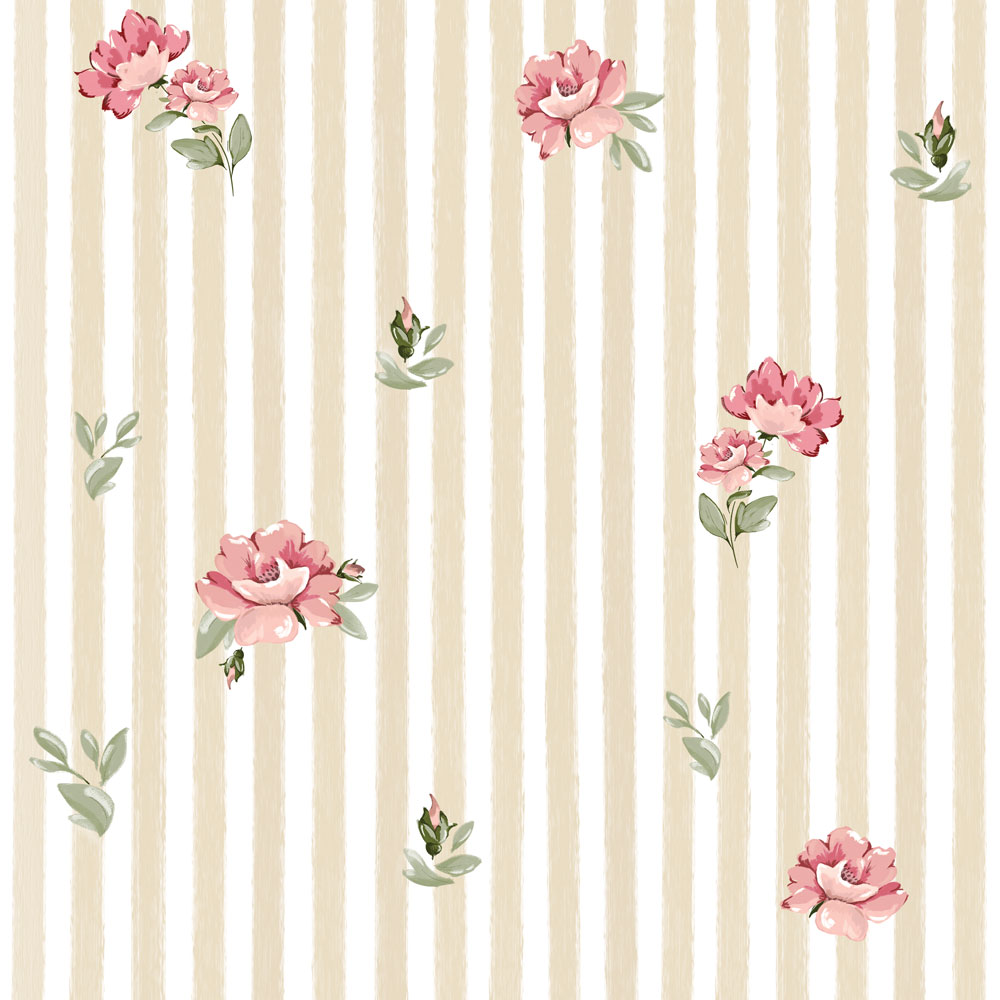 Rosas rosas sobre rayas (Pink Roses on Stripes) – Dekornik