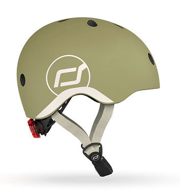 Casco de seguridad infantil LED XXS-S Olive - Scoot & Ride