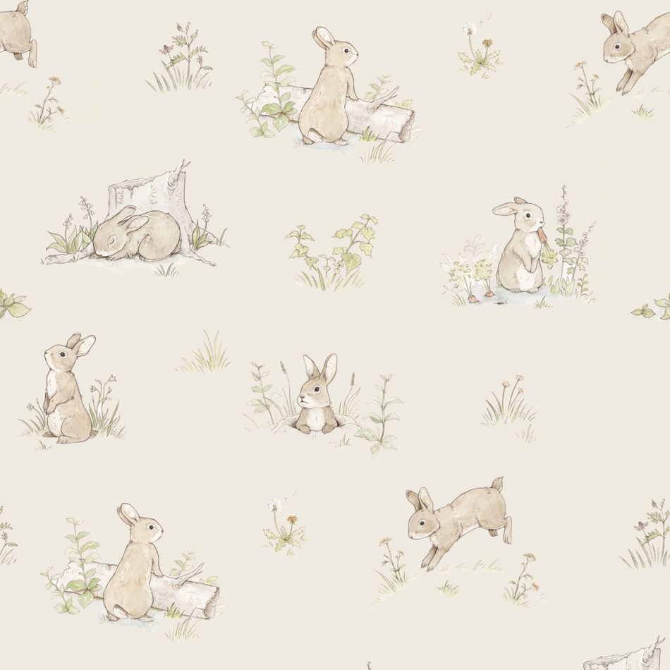 Papel Pintado Día del Conejo Beige (Rabbit Day Beige Tapeta) – Dekornik