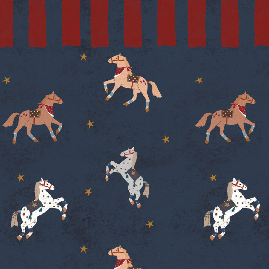 Papel pintado Spanish Horses with Border Red - Dekornik