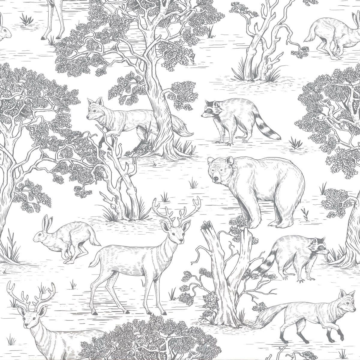 Papel Pintado Animales Blancos (Animals White Tapeta) – Dekornik