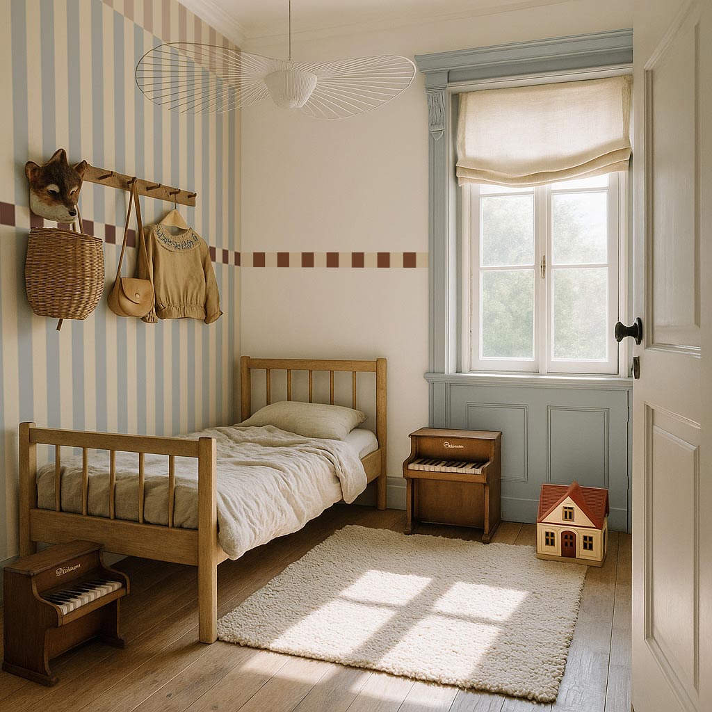 Rayas Nostalgia Beige y Azul (Stripes Nostalgia Beige Blue) – Dekornik