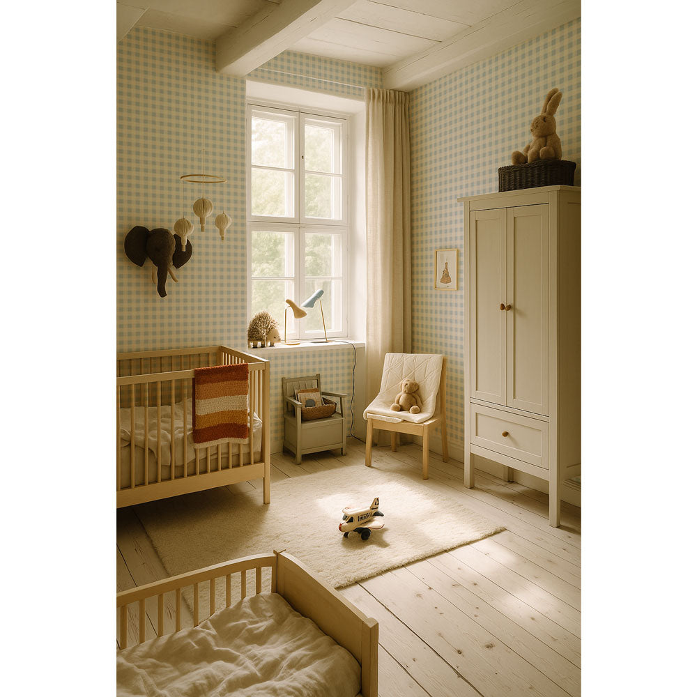 Check minimini blue creamCuadros Minimini Azul y Crema (Check Minimini Blue Cream) – DekornikWallpaper - - Stripe 50×280