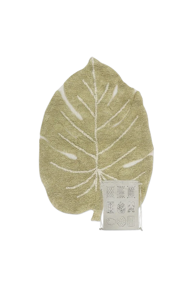 Alfombra lavable mini Monstera Olive de Lorena Canals.