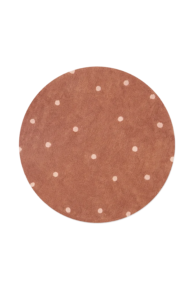 Alfombra lavable redonda Dot Chestnut de Lorena Canals.