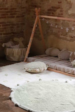 Alfombra lavable Hippy Dots Natural - Olive, imagen 2.