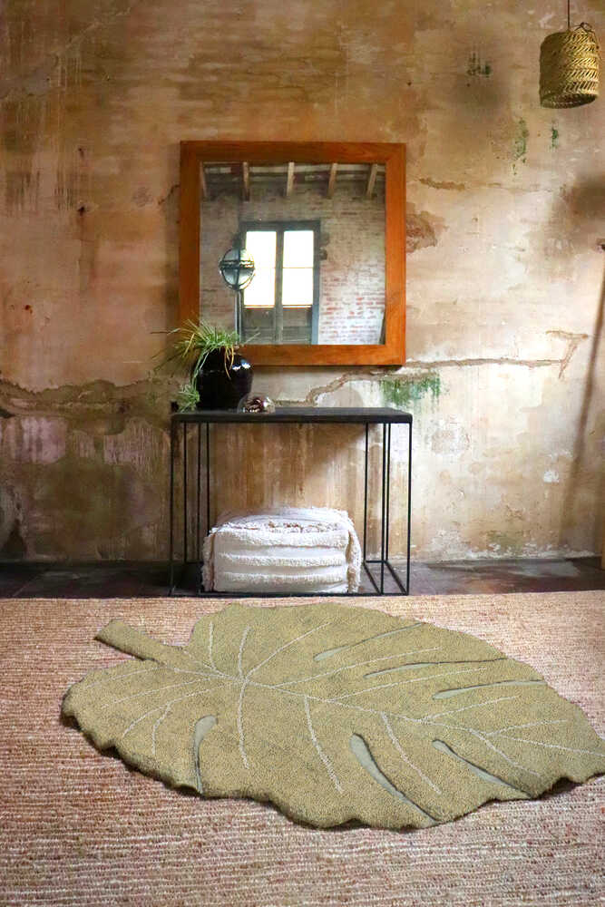 Alfombra lavable Monstera Olive, imagen 2.