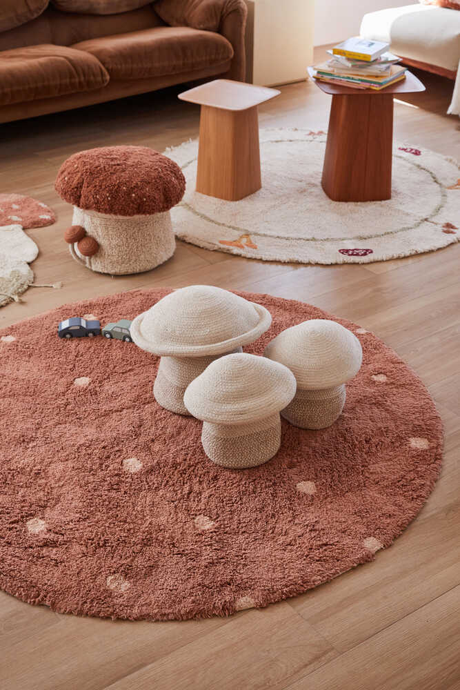 Alfombra lavable redonda Dot Chestnut, imagen 2.
